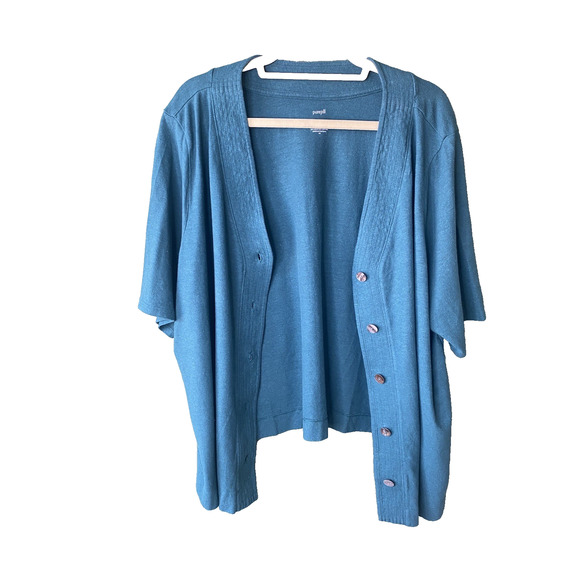 Pure Jill Womens Size 4X Green Hemp Cotton Short Sleeve Shell Button Front Top - Picture 3 of 9